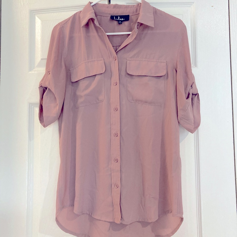 Magenta blouse, very professional and great for going to the office!